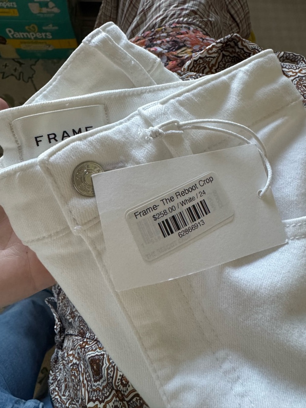 NWT Frame Denim White the reboot crop